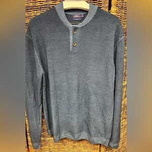 johnnie-O Blue Crewneck 100% Wool - Sweater Classic Knit Design,‎ Size: Medium